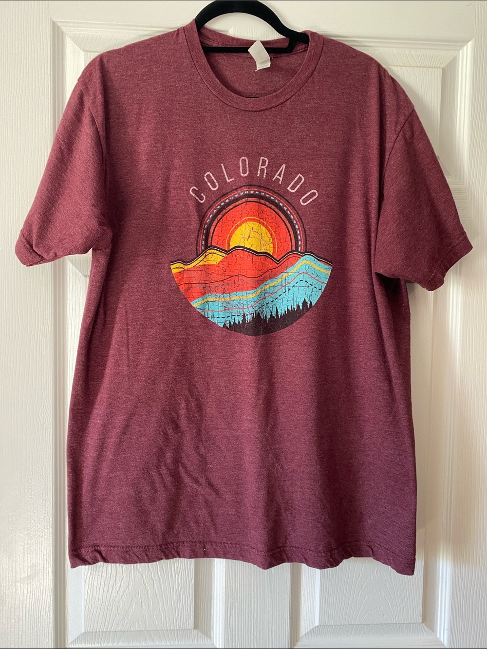 Tultex Burgundy Colorado Sunset Graphic Tee
